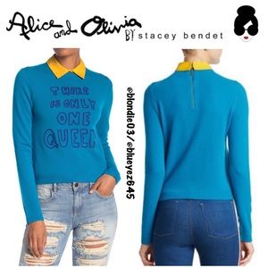 Alice + Olivia “Dia” one queen cashmere pullover XS